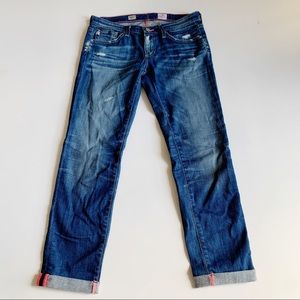 AG Adriano Goldschmied Stilt Cigarette Roll Up Jeans Neon Stitching Size 26